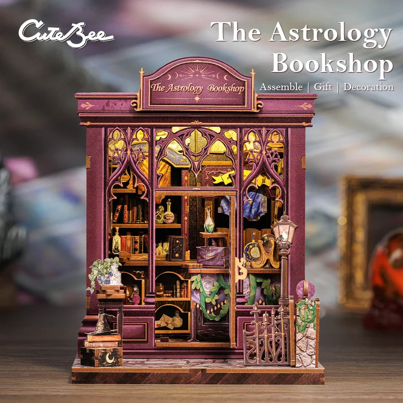 Cutebee DIY Miniature Booknook 3D Wooden Puzzle Bookshelf Insert for Dollhouses Perfect Child Birthday Gift Home Decor