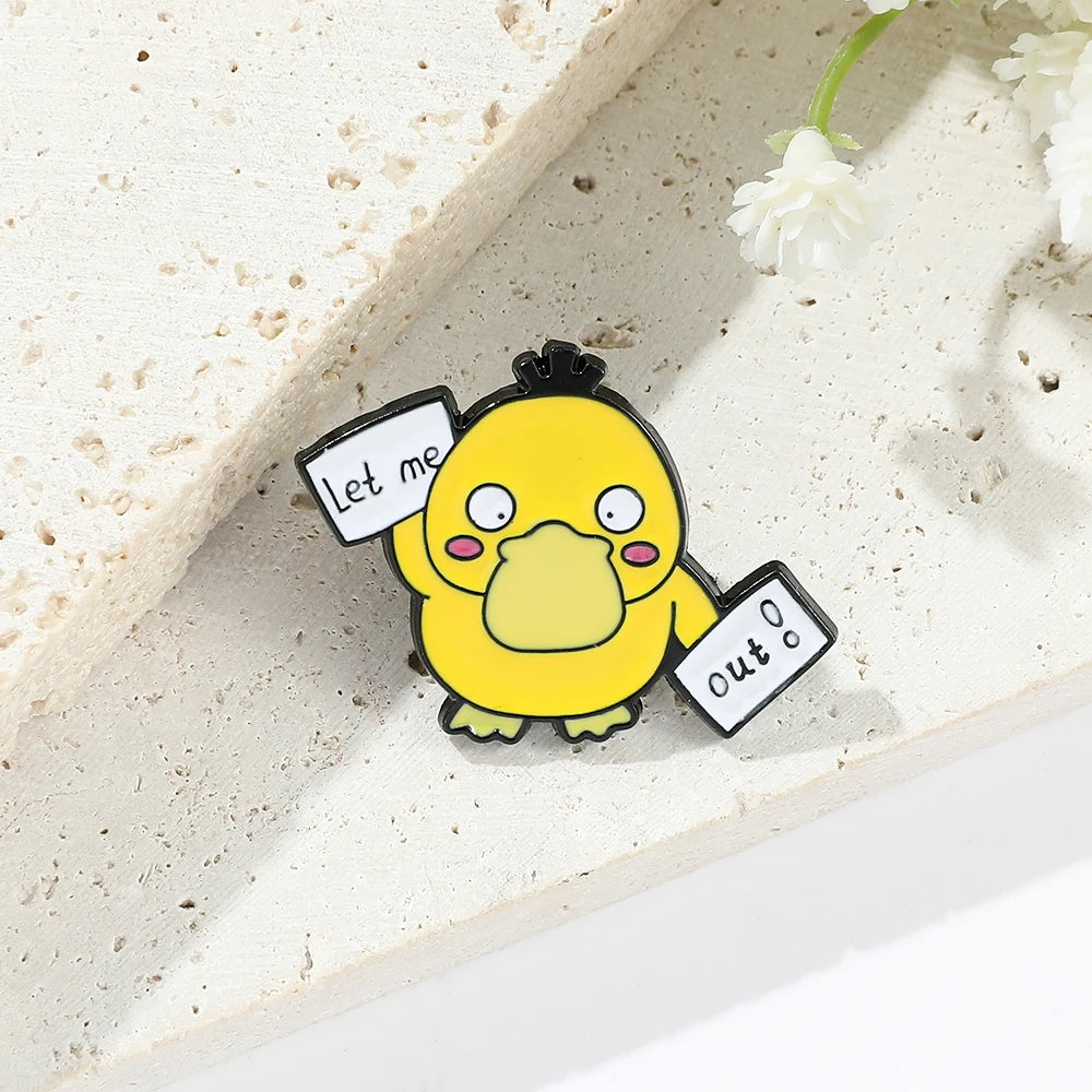 Kawaii Pokemons Psyducks Enamel Pins Brooch for Backpack Badge Accessories Cute Psyduck Pins for Kids Toys Gifts