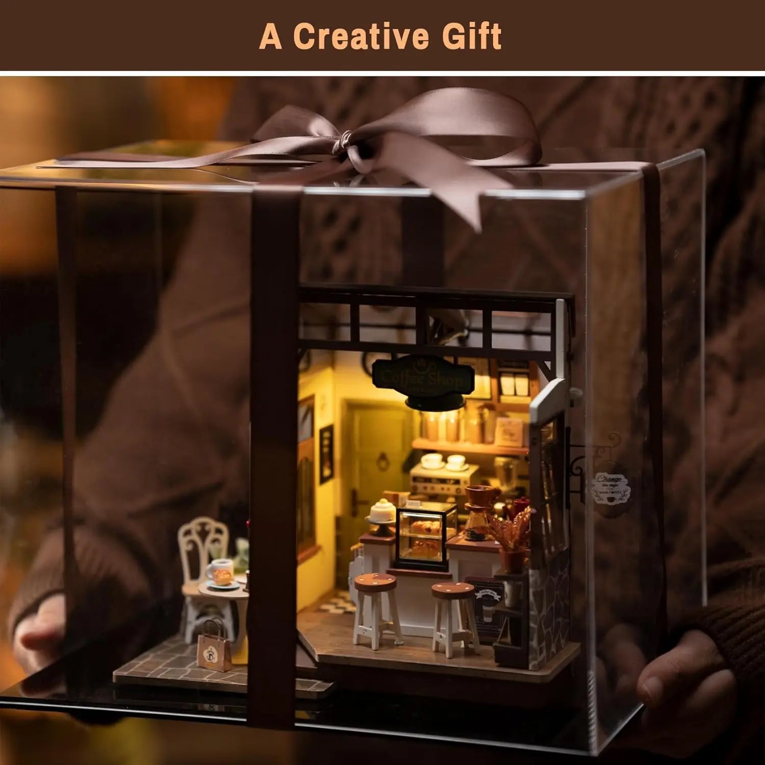 Robotime Rolife NO.17 Cafe 3D Puzzle DIY Miniature Dollhouse Kit Crafts Hobbies Amazing Gift for Women Children DG162