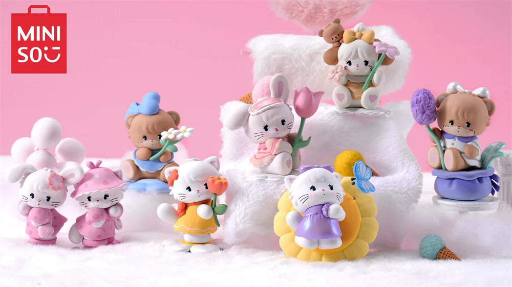 MINISO Mikko Flower Series Blind Box Figure Model Random Design Box Toy Collectible Toy for Home Decor Birthday Gifts