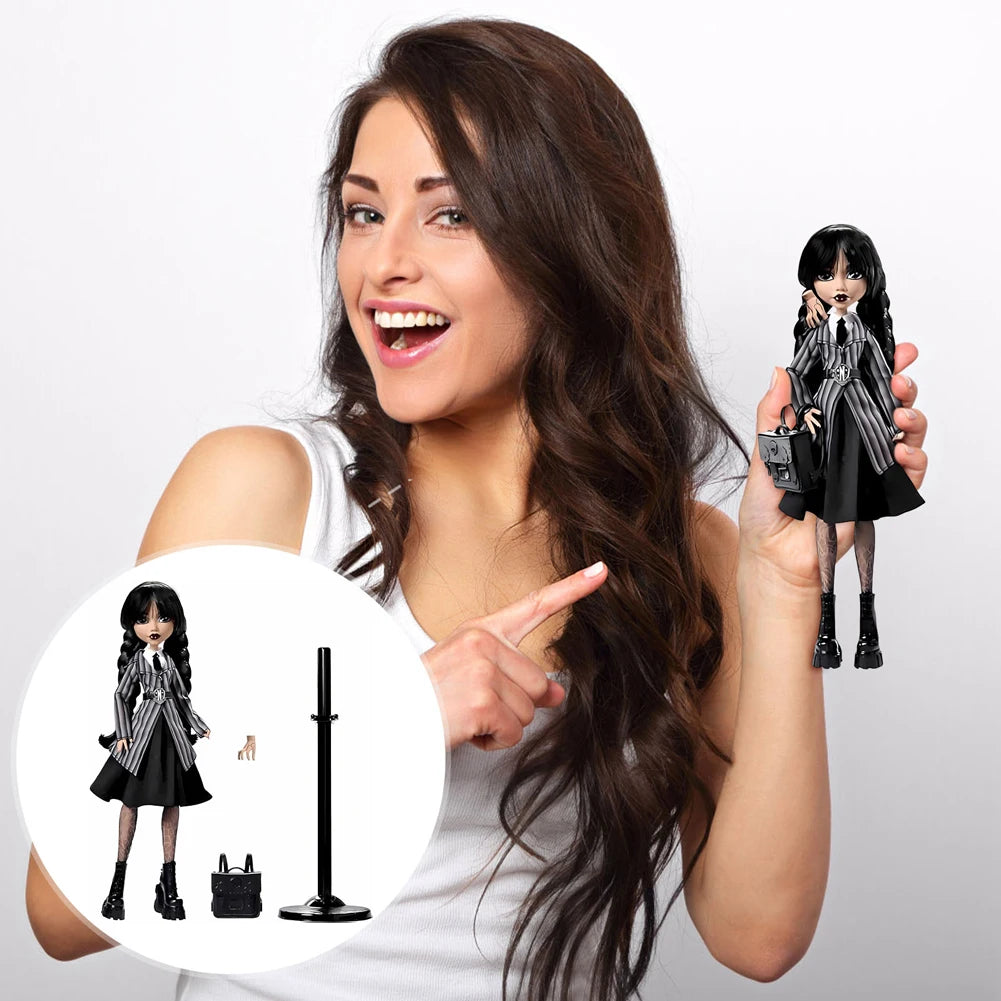 Girl in Black Statue Girls Sculpture with Backpack Table Collectible Decorations Gothic Style Desktop Ornaments for Kids Adults