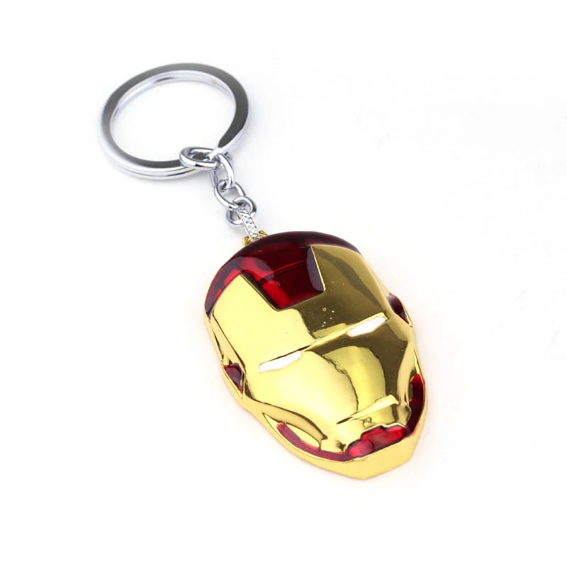 Marvel Superhero Iron Man Helmet Metal Badge Pendant Keyrings for Car Backpack Key Holder Jewelry Accessories Gifts