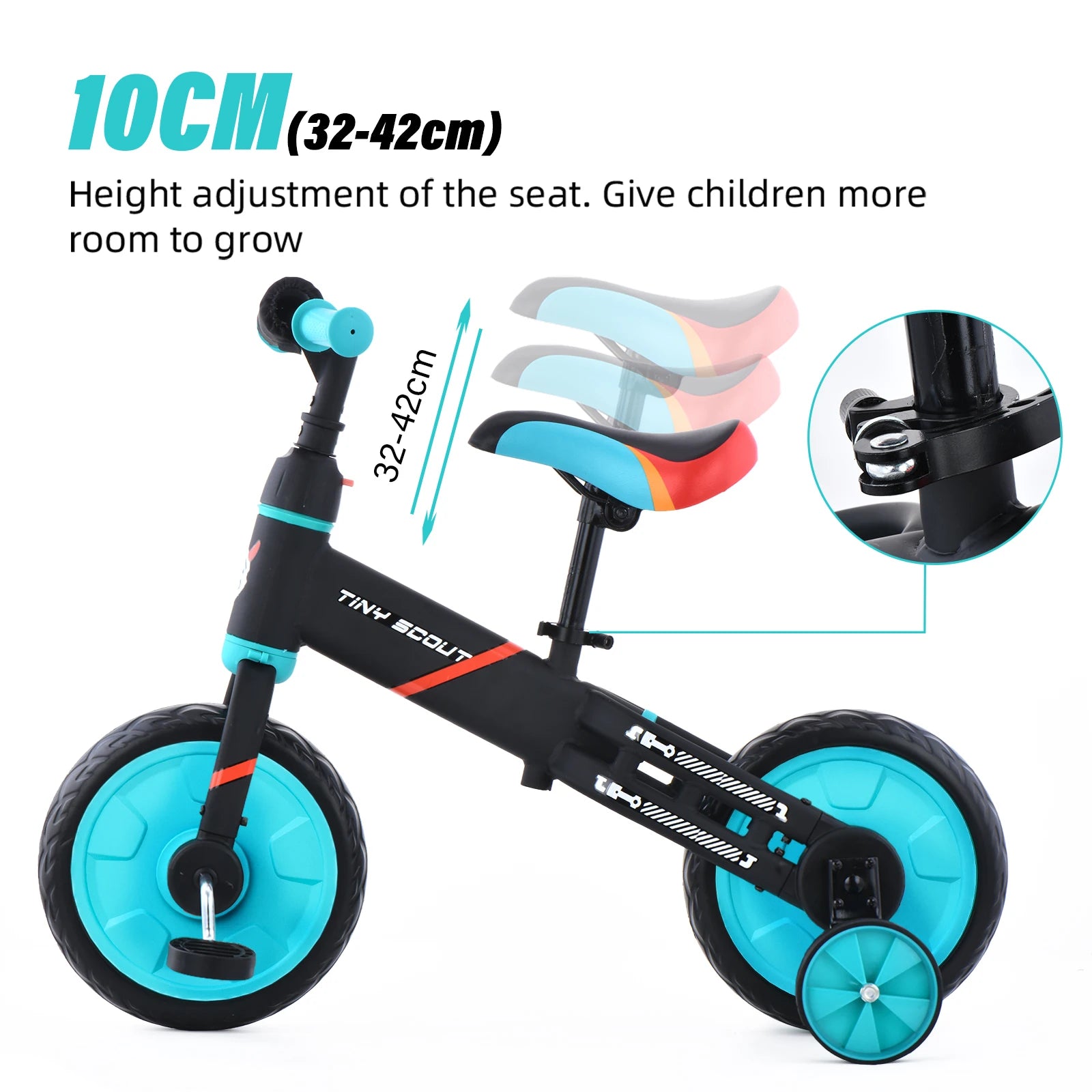 UBRAVOO Tiny Scout Balance Bike 3 4 5 Years , 4-in-1 with Optional Support Wheels and Pedals, Saddle Height Adjustable,JL102