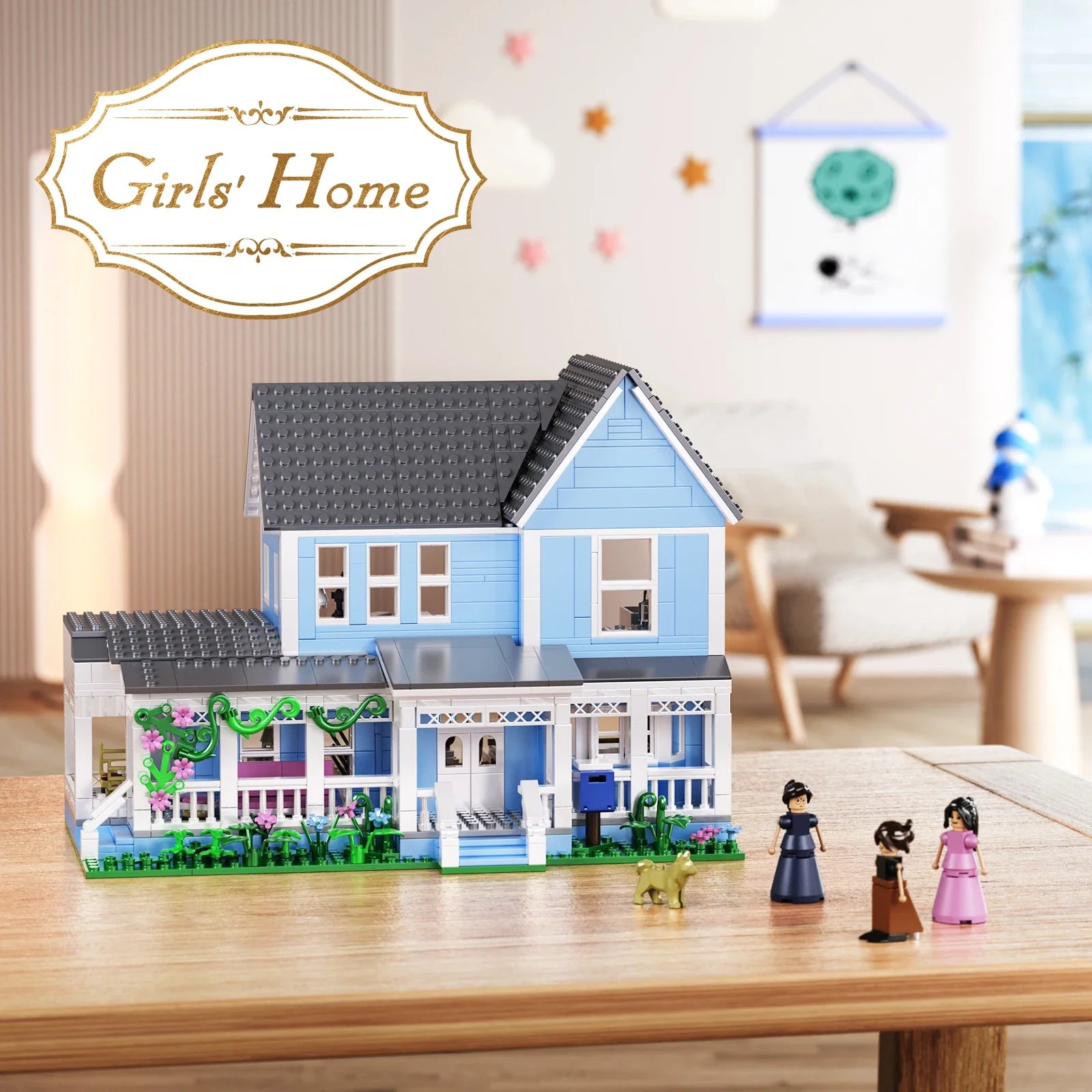 BuildMOC Lorelai Girls Movie House Building Block Girls Blue Palace Model Toys Ideas Hut Set Children Gifts (1107PCS)