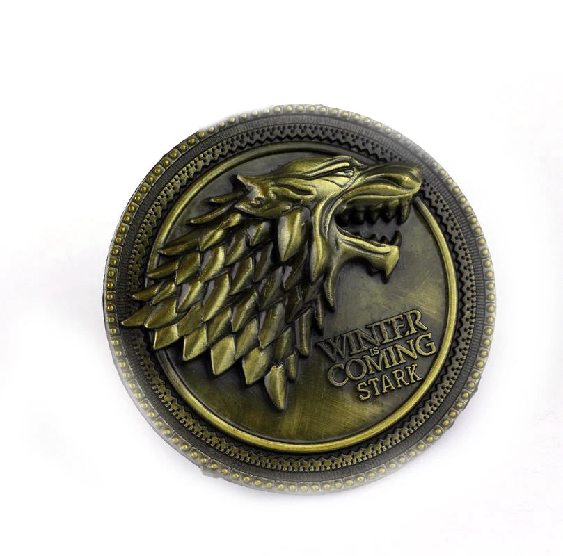 Movie A Song of Ice and Fire Metal Keychain Wolf Head Pattern Vintage Style Pendnat Keyrings for Car Key Backpack Accessories