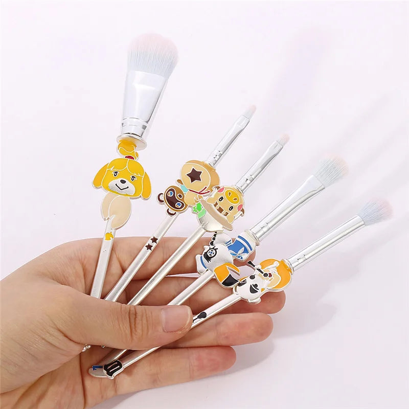 5pcs/set Animal Crossing Anime Cartoon Makeup Brush Set Newest Foundation Blending Brush Female Makeup Tool Anime Cosplay Prop