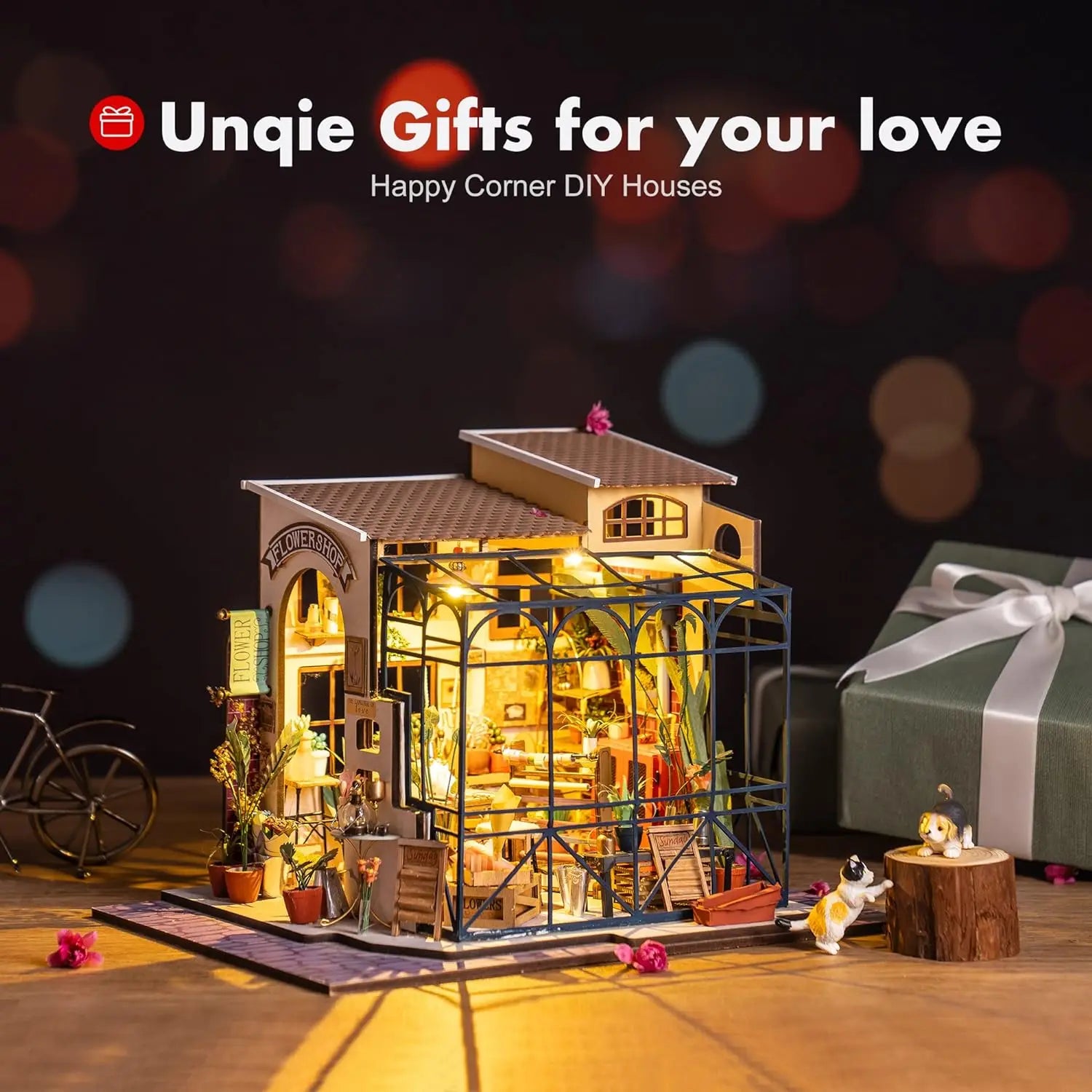 Robotime DIY Dollhouse Kit Mini House with Furnitures Accessories 1:24 Scale Craft Kit Emily's Flower Shop
