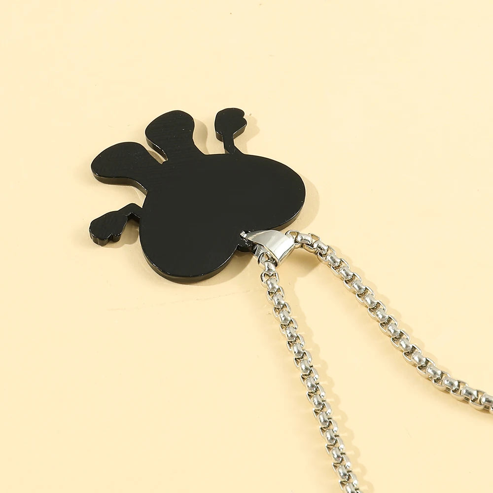 Rap Singer Bad Bunny Red Hear Necklace Cute Bad Rabbit Enamel Pendant Collares for Fans Rapper Accessories