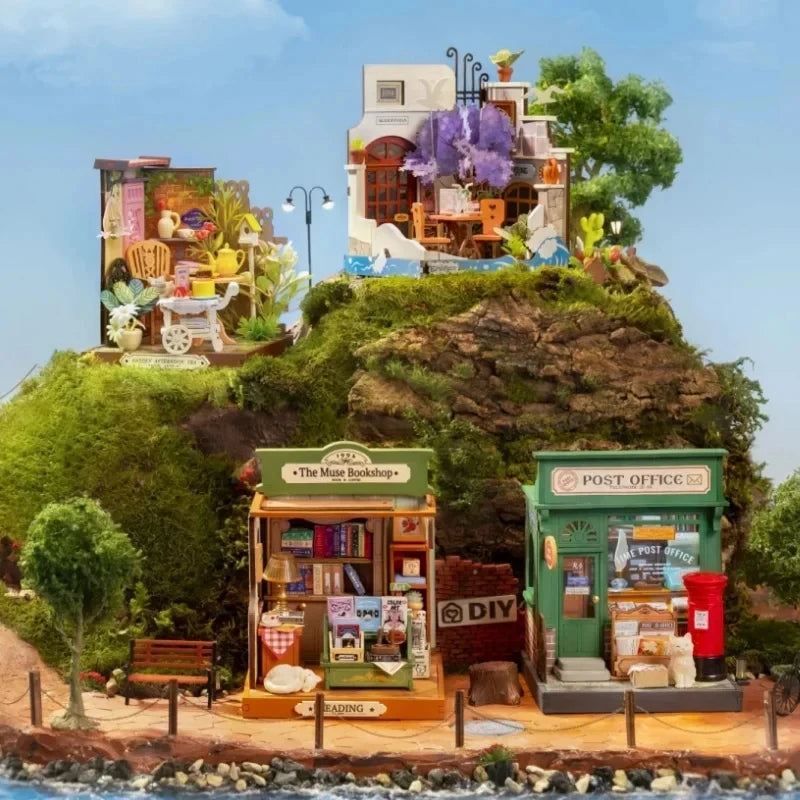 Robotime Rolife Miniature House for Kids 4 Kinds of Beautiful Design Wooden Toys for Girls Play Building Kits with Family