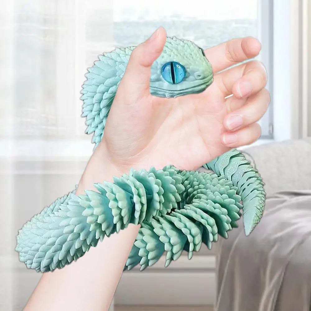 3D Printed Snake Model Toy Body Joint Movable Vipers Toys 3D Printed Snake Fidget Toy Simulation Snake Figurine Table Decoration