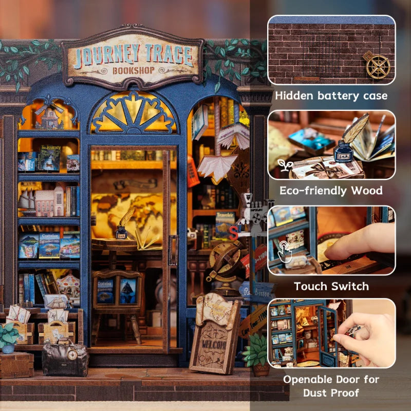 Cutebee DIY Miniature Booknook 3D Wooden Puzzle Bookshelf Insert for Dollhouses Perfect Child Birthday Gift Home Decor