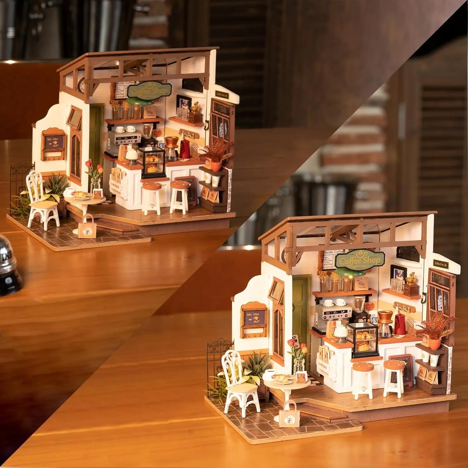 Robotime Rolife NO.17 Cafe 3D Puzzle DIY Miniature Dollhouse Kit Crafts Hobbies Amazing Gift for Women Children DG162