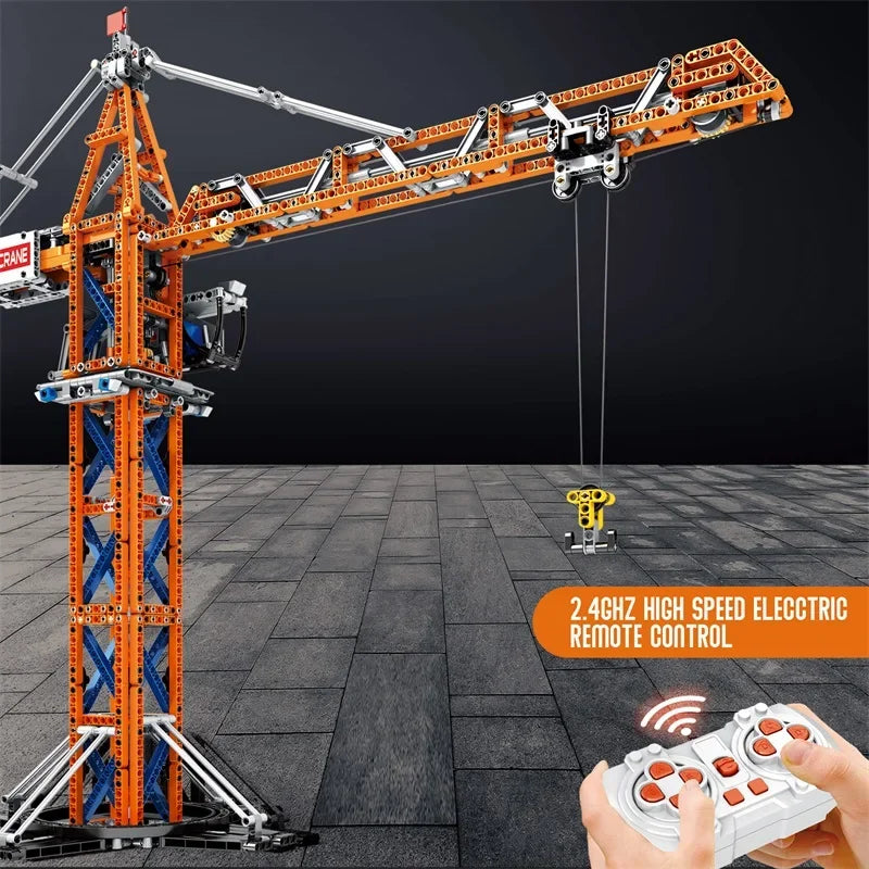 1288PCS Remote Control Tower Crane Building Blocks City Jib Crane Electric Technology RC Bricks Set Kids Play House Toys Gifts
