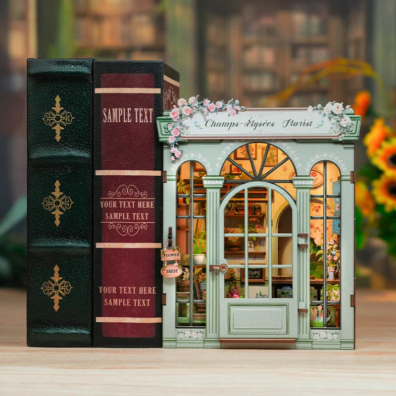 Cutebee DIY Miniature Booknook 3D Wooden Puzzle Bookshelf Insert for Dollhouses Perfect Child Birthday Gift Home Decor