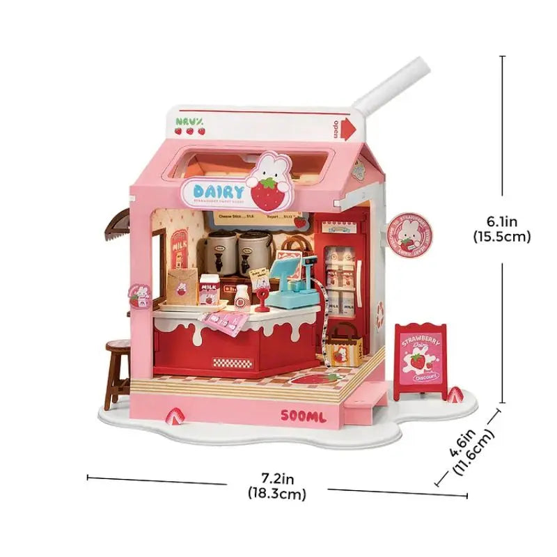 Robotime Rolife Food Box Shop DIY Miniature House Kit Easy Assembly Building Block Kits for Children Kids Sweet Color Design