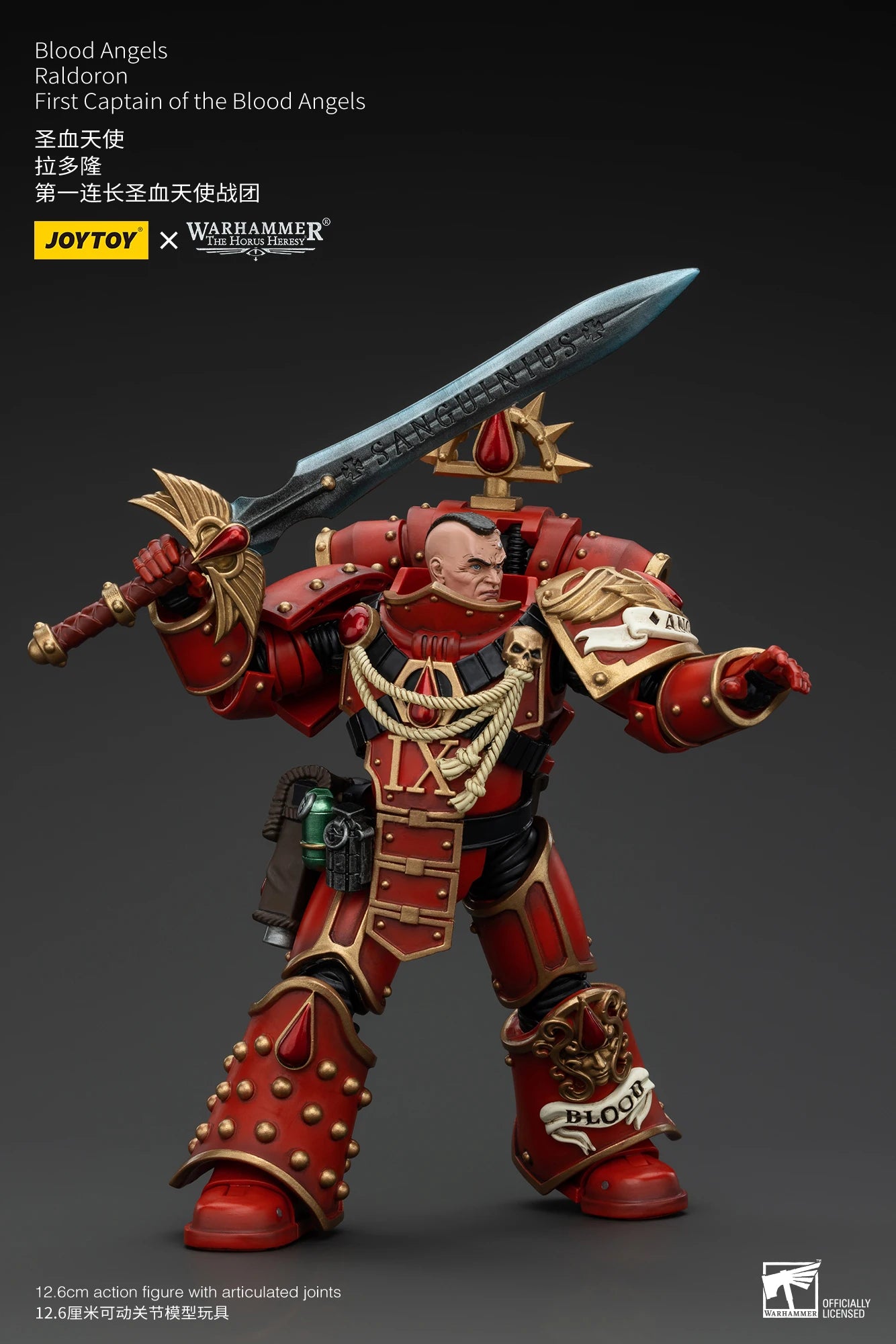 JOYTOY Warhammer 40k 1/18 Action Figures Anime 12.6cm Blood Angels Raldoron First Captain of the Blood Angels