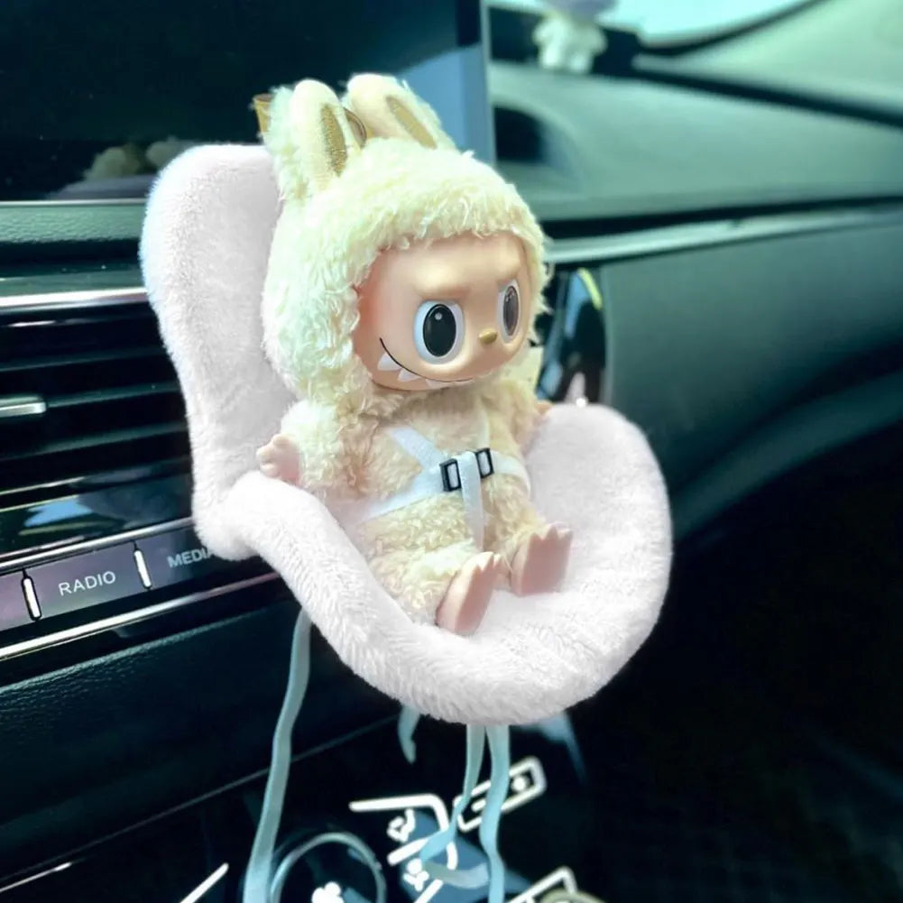 New 15-17cm doll Seat Labubu Doll Safety Seat Cute Doll Air Outlet Aromatherapy decoration high-grade Car Interior Decoration