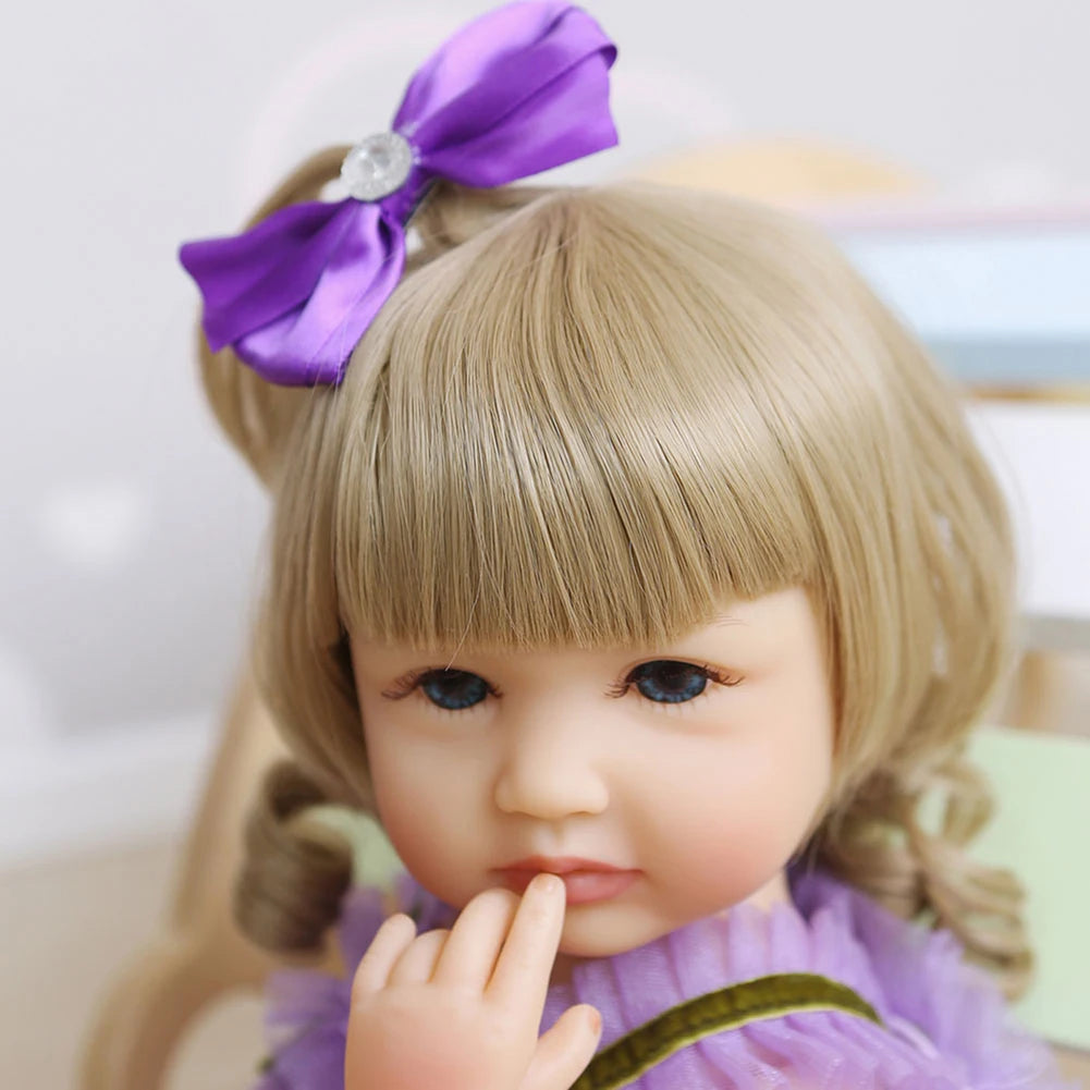 Fashion 55cm Simulation Princess Dolls Toy Mini Cute Purple Dress Baby Series Doll with Golden Curly Hair For Kids Kawaii Dolls