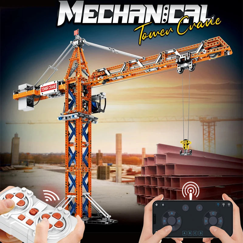 1288PCS Remote Control Tower Crane Building Blocks City Jib Crane Electric Technology RC Bricks Set Kids Play House Toys Gifts