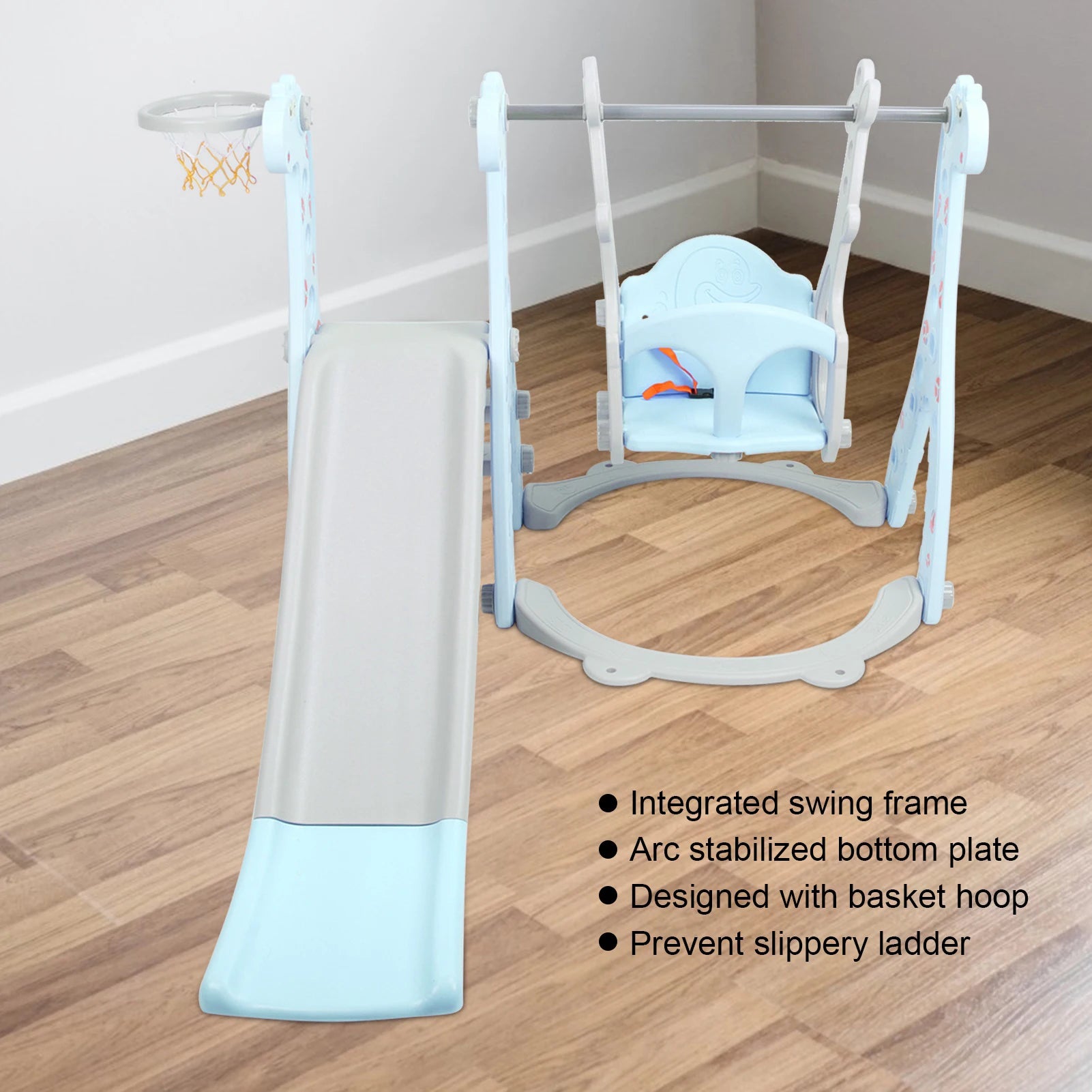 Children Play Slide Set Toddler Climber Swing Set with Basketball Hoop Outdoor Indoor Children Play Slide Set Climber Swing Set