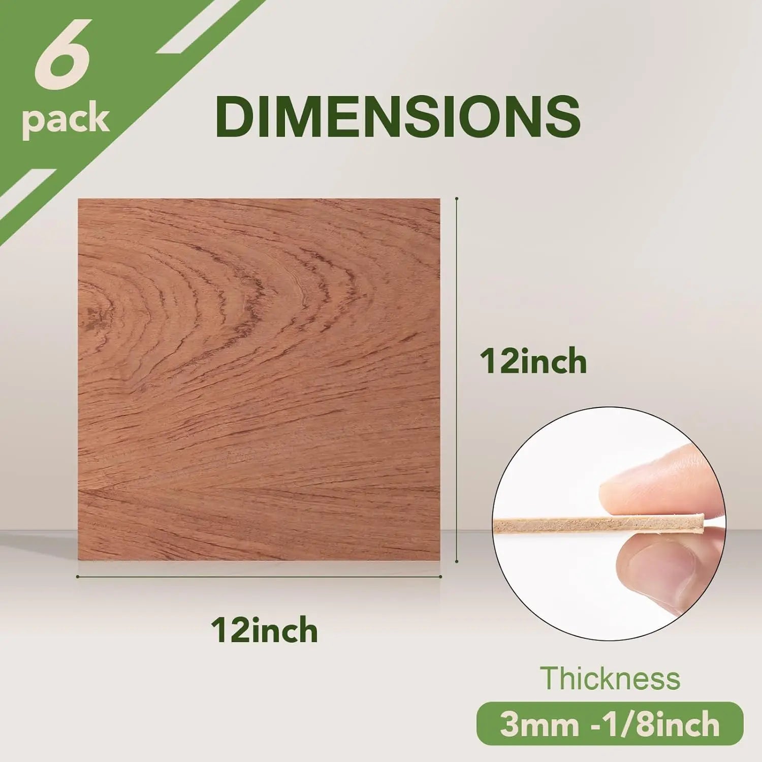 Robotime 6 Pack Maple Plywood 1/8 12x12x1/8inch 3mm Wood Sheets Thin Unfinished Maple Plywood for Laser Cutting and Engraving