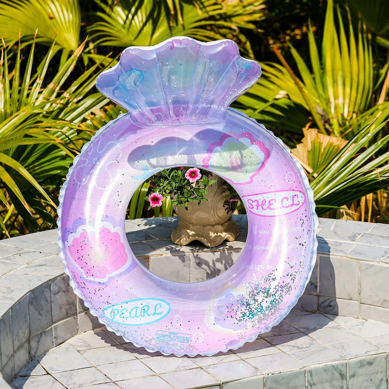 1PC Transparent shell shape Baby float Pool floats kids Pool float Children's seat with swimming ring