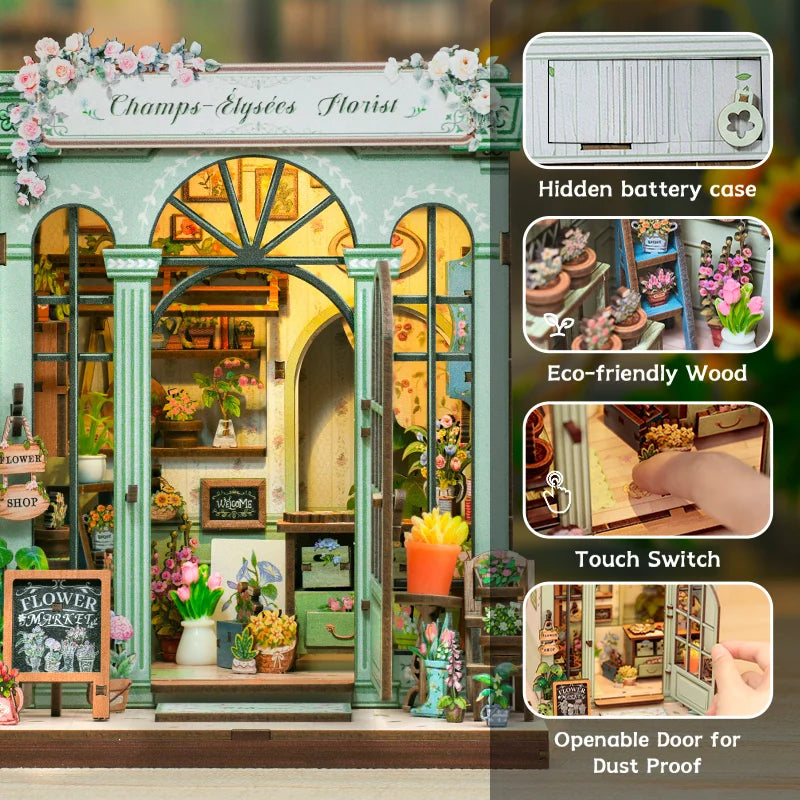 Cutebee DIY Miniature Booknook 3D Wooden Puzzle Bookshelf Insert for Dollhouses Perfect Child Birthday Gift Home Decor