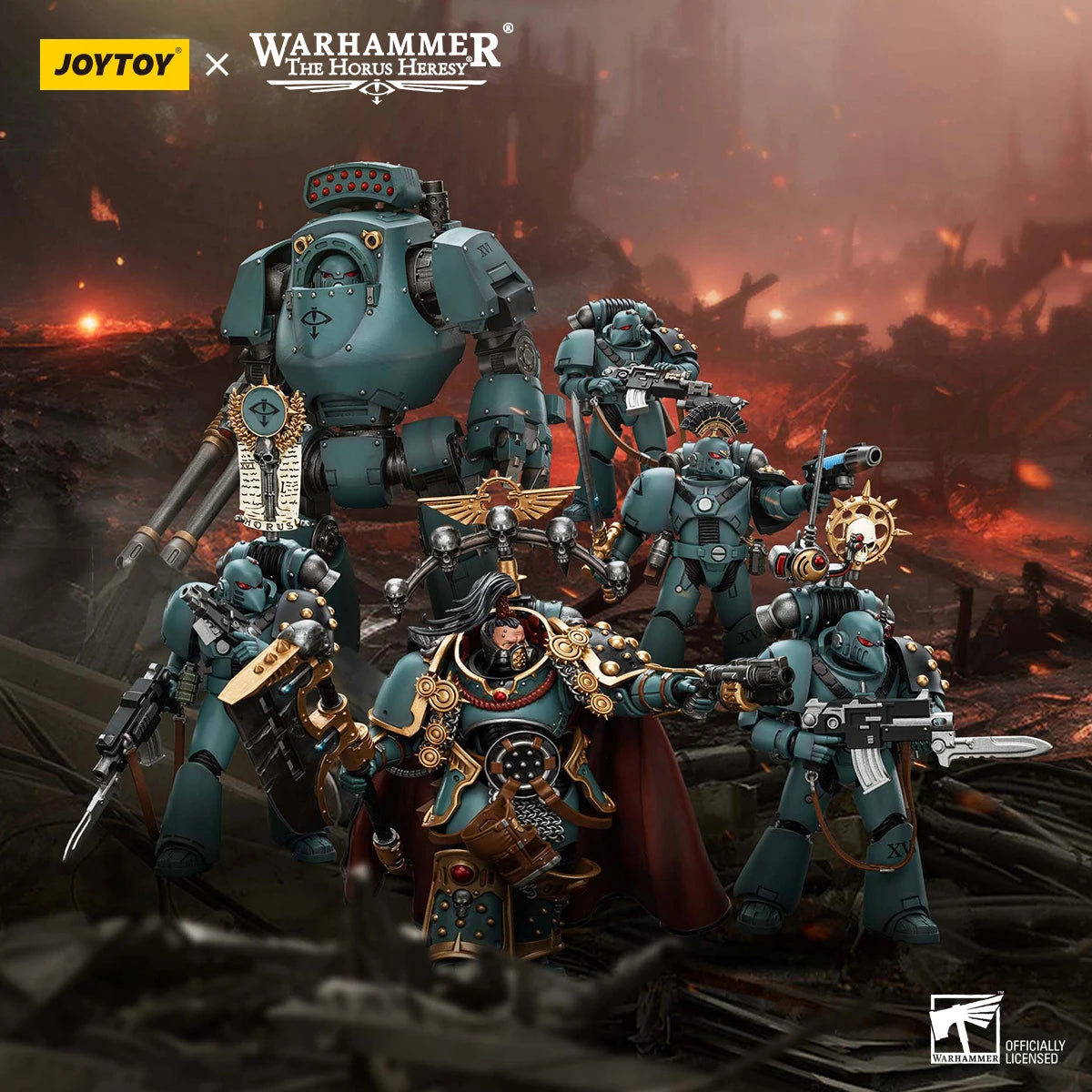 JOYTOY Warhammer40K 1/18 6PCS Action Figures Sons of Horus MKVI Tactical Squad Dreadnought Anime Model