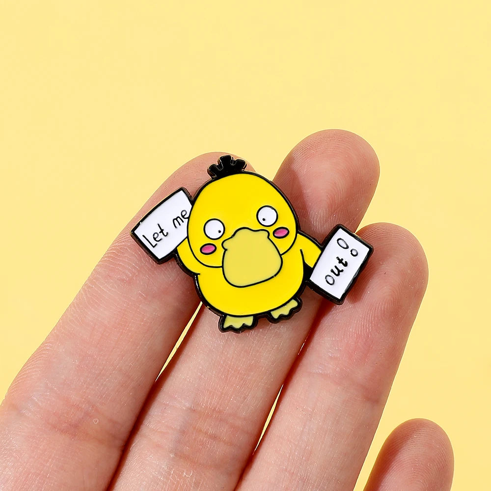 Kawaii Pokemons Psyducks Enamel Pins Brooch for Backpack Badge Accessories Cute Psyduck Pins for Kids Toys Gifts