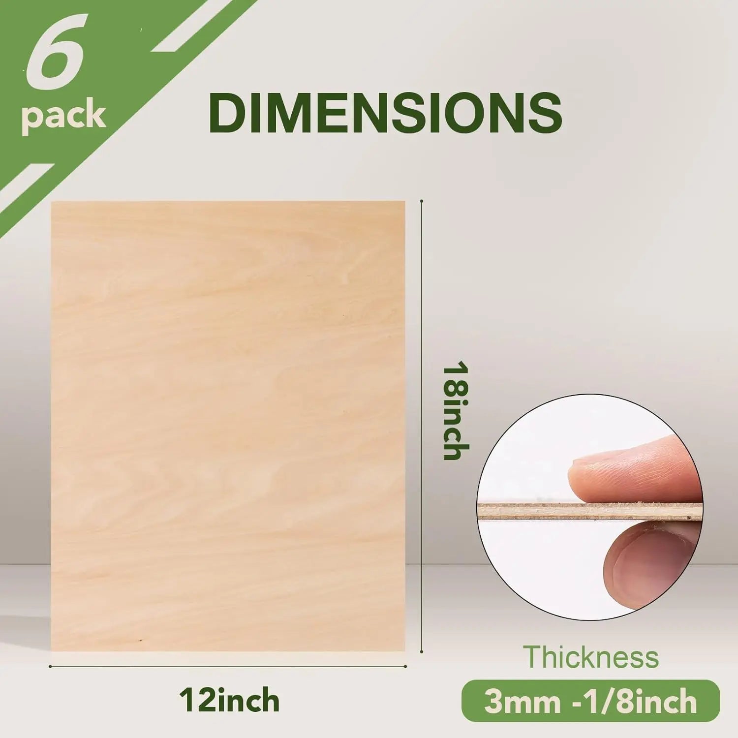 Robotime 6 Pack Maple Plywood 1/8 12x12x1/8inch 3mm Wood Sheets Thin Unfinished Maple Plywood for Laser Cutting and Engraving