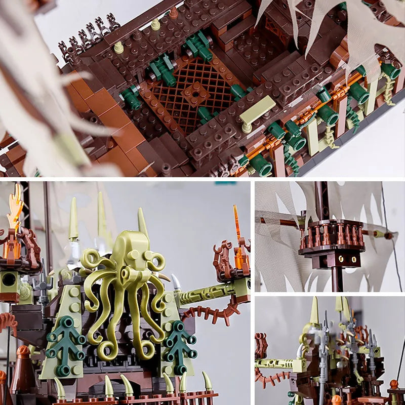 Mould King 13197 Pirate Ship Building Blocks Flying Dutchman Boat Construction Kit for Adults Kids Bricks Toys Christmas Gifts