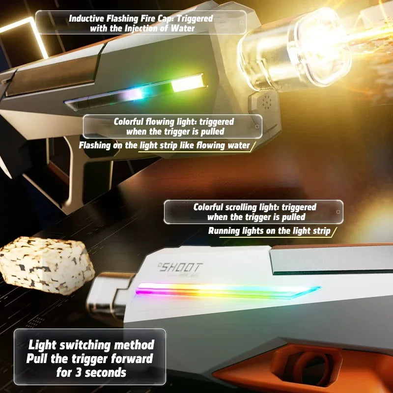 Fully Automatic Fire Electric Water Gun Toy Summer Outdoor With LED Lights , Adult Pool Battle Shooting Toy Water Gun Boy Gift