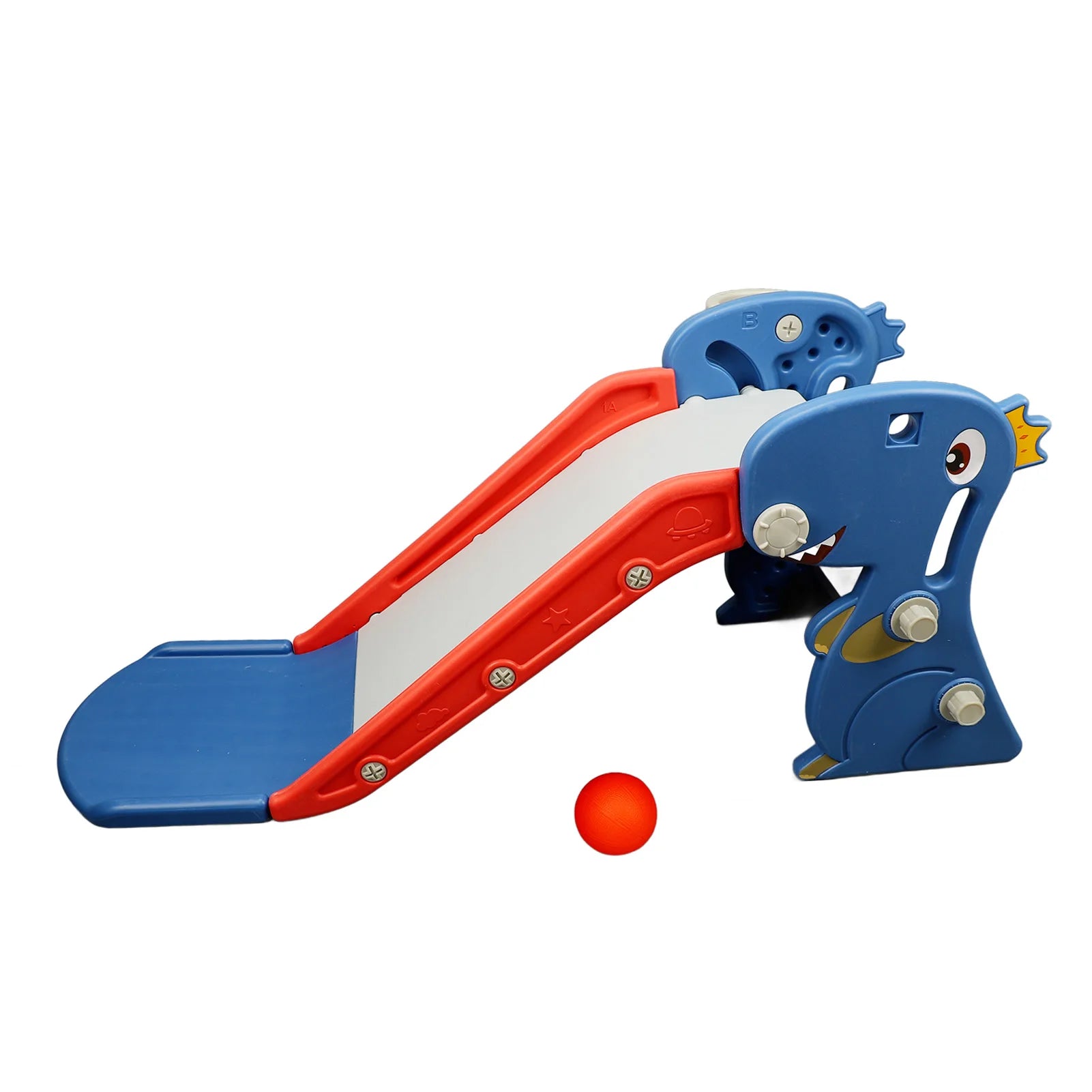 Indoor Slide Blue Construction Multipurpose Folding Slide with Basketball Hoop Climber for 0 To 3 Years Old for Backyard