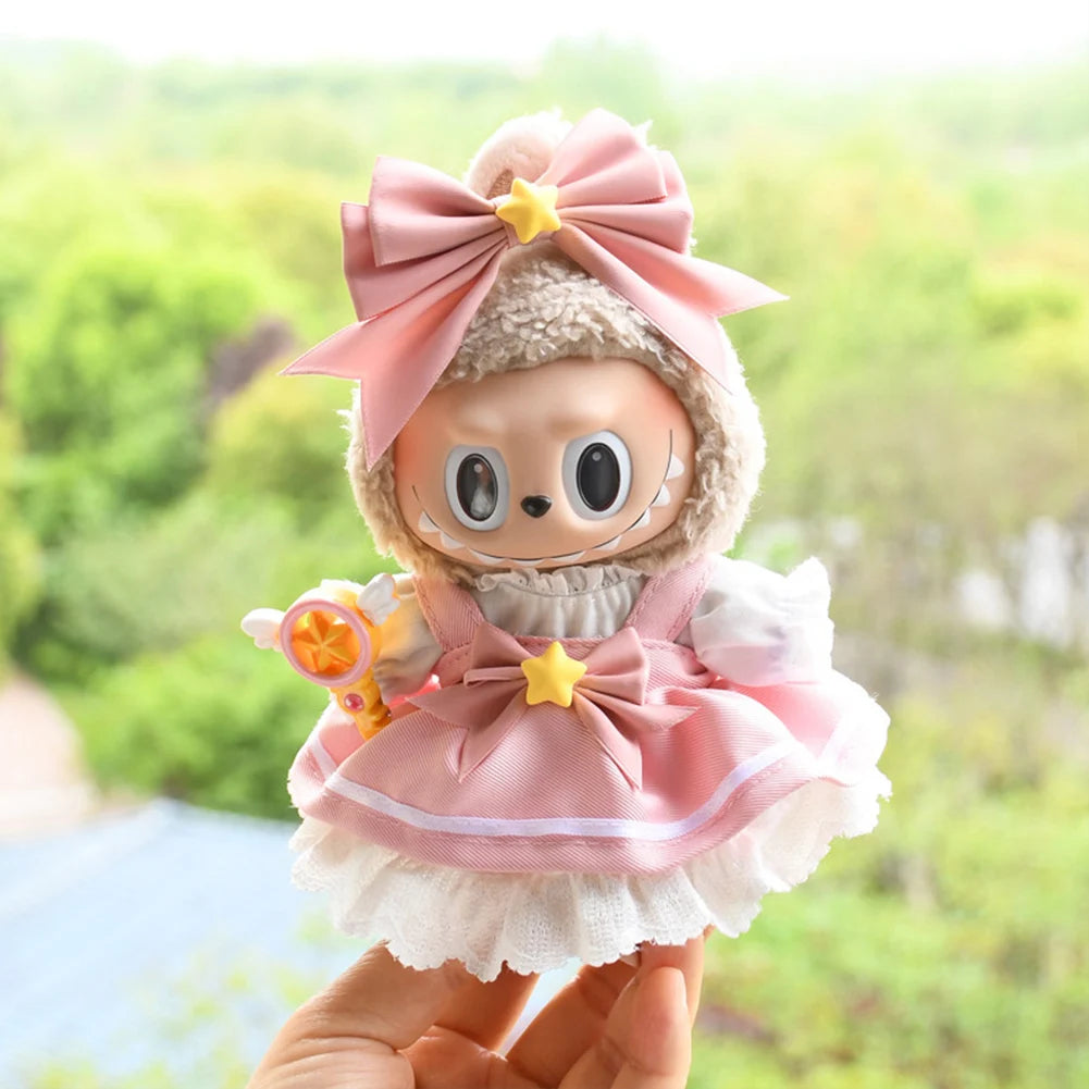 17cm Mini Doll's Clothes For Korea Kpop Labubu V1 V2 Idol Dolls Cute Decoration Macaron Clothing Gift Outfit Accessories