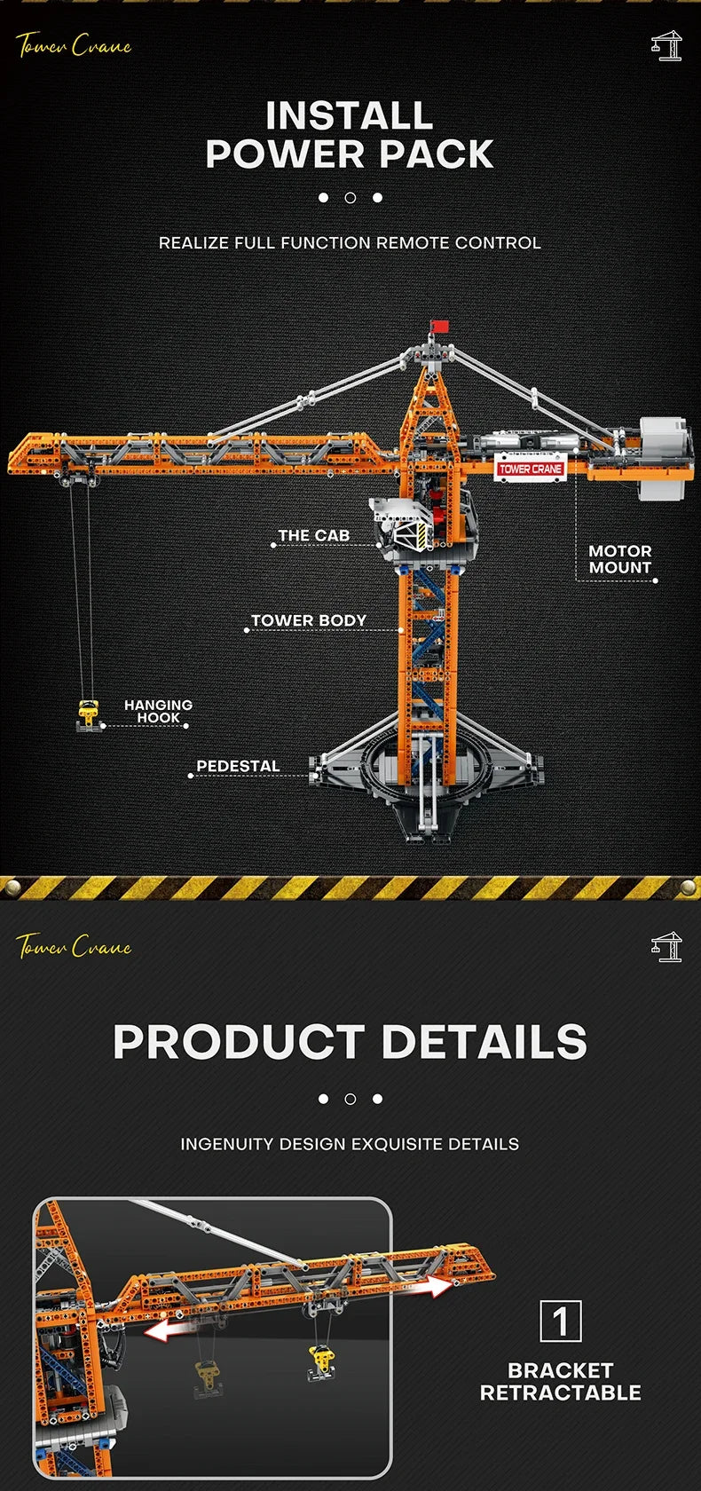 1288PCS Remote Control Tower Crane Building Blocks City Jib Crane Electric Technology RC Bricks Set Kids Play House Toys Gifts