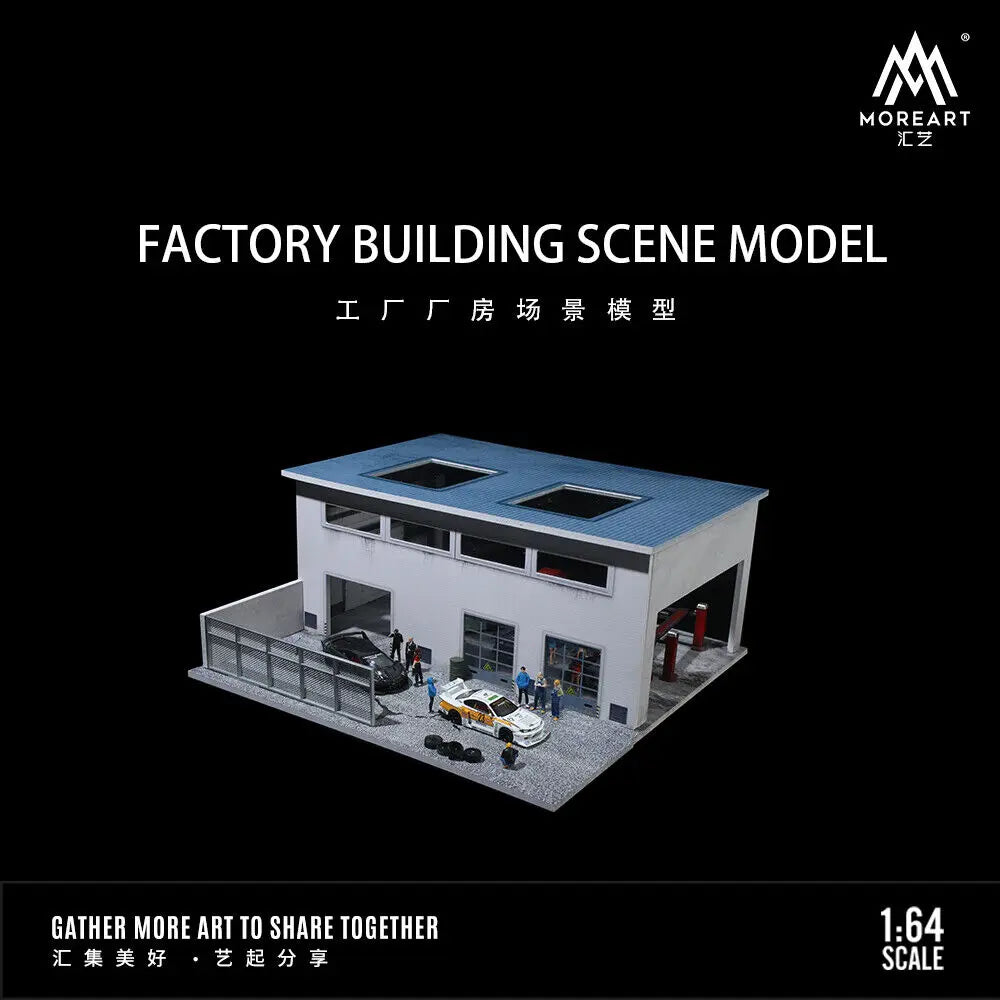 Diorama 1/64 Car Garage Model LED Lighting City Factory Car Parking Lot Scene Building Display Model Toys