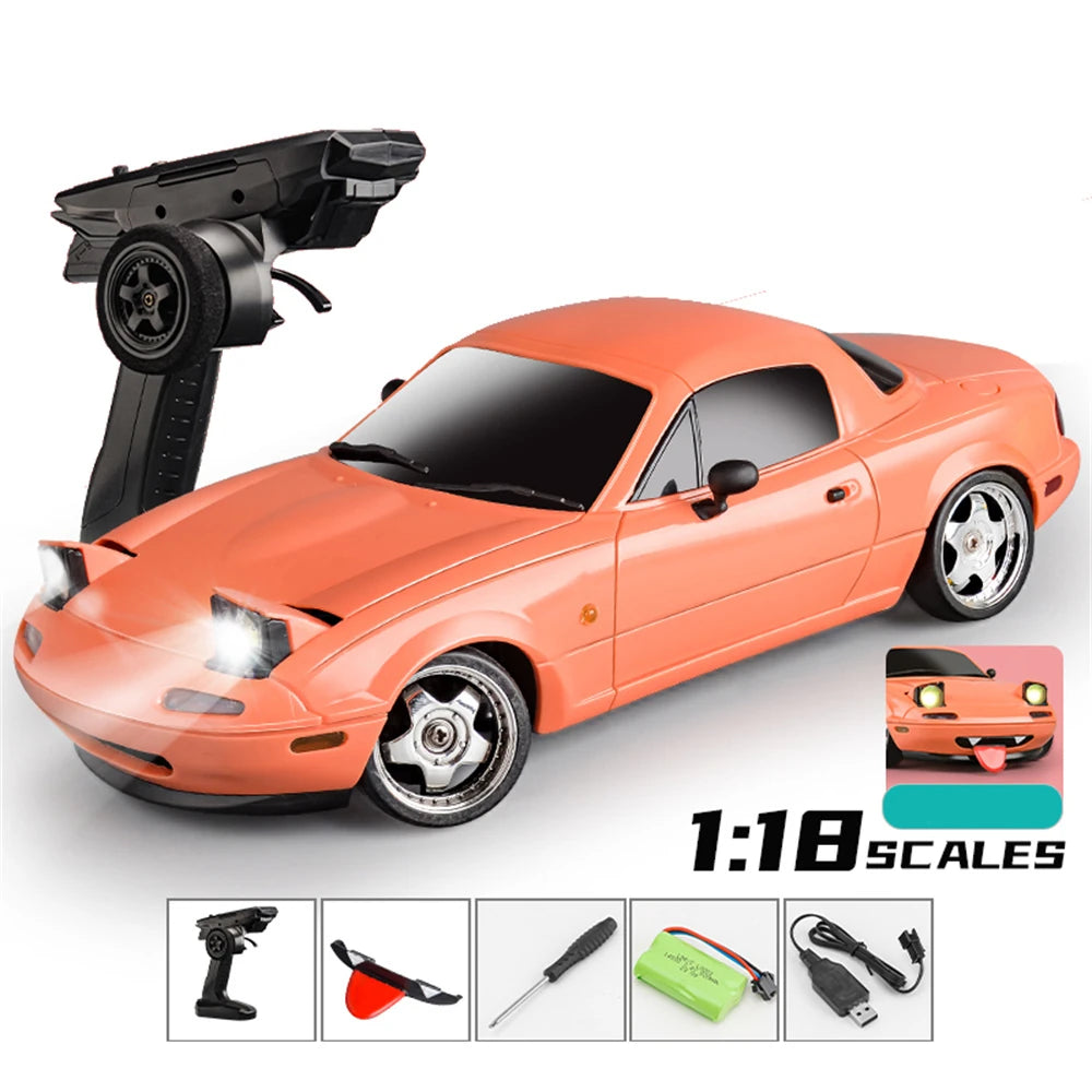 LDRC 1804 RTR 1/18 2.4G RWD RC Car Drift for Mazda MX-5 Gyro LED Light On-Road Full Proportional Alloy Body Shell Racing Vehicle