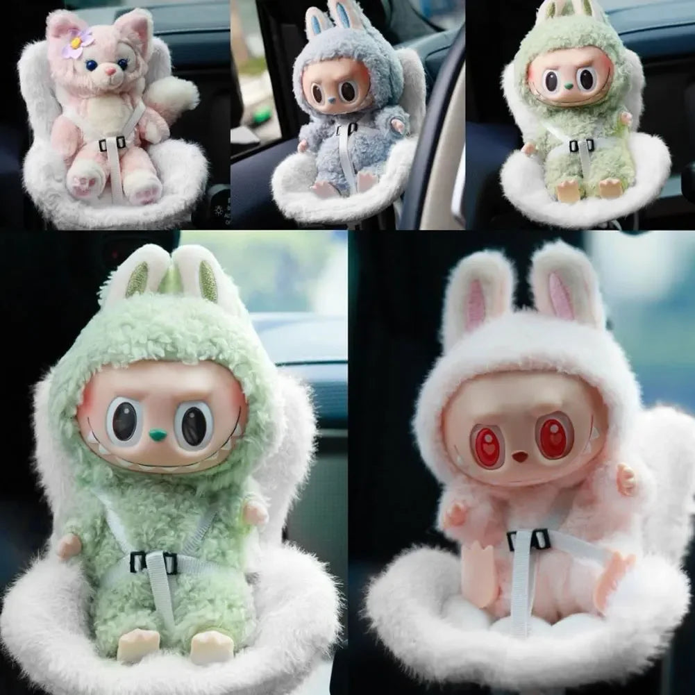 New 15-17cm doll Seat Labubu Doll Safety Seat Cute Doll Air Outlet Aromatherapy decoration high-grade Car Interior Decoration