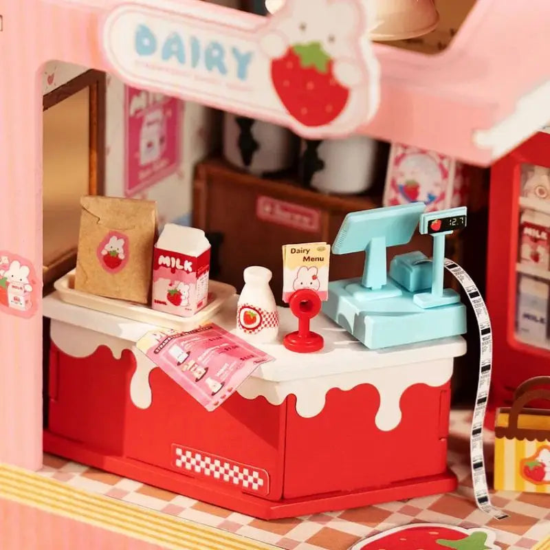 Robotime Rolife Food Box Shop DIY Miniature House Kit Easy Assembly Building Block Kits for Children Kids Sweet Color Design