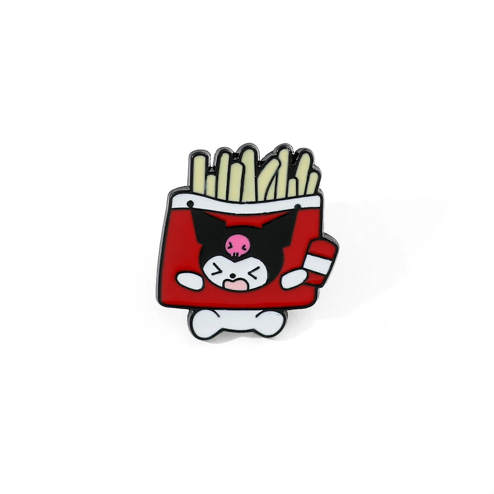 Sanrio Cola Hello Kitty Fries Kuromi Enamel Pin Pokemon Sandwich Pikachu Hamburger Charmander Metal Badge Brooch Gifts