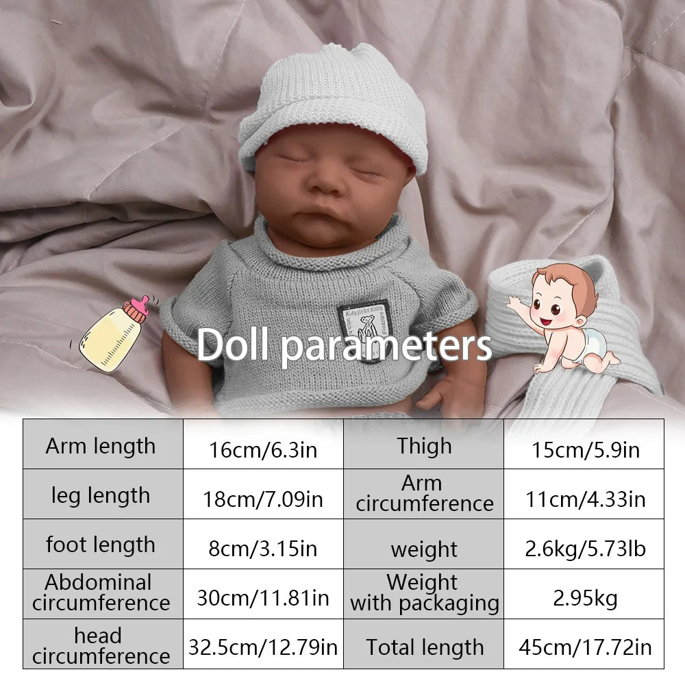 17.72 inch full body soft silicone boy reincarnation doll washable, with realistic baby touch design toy | Gift π| collect