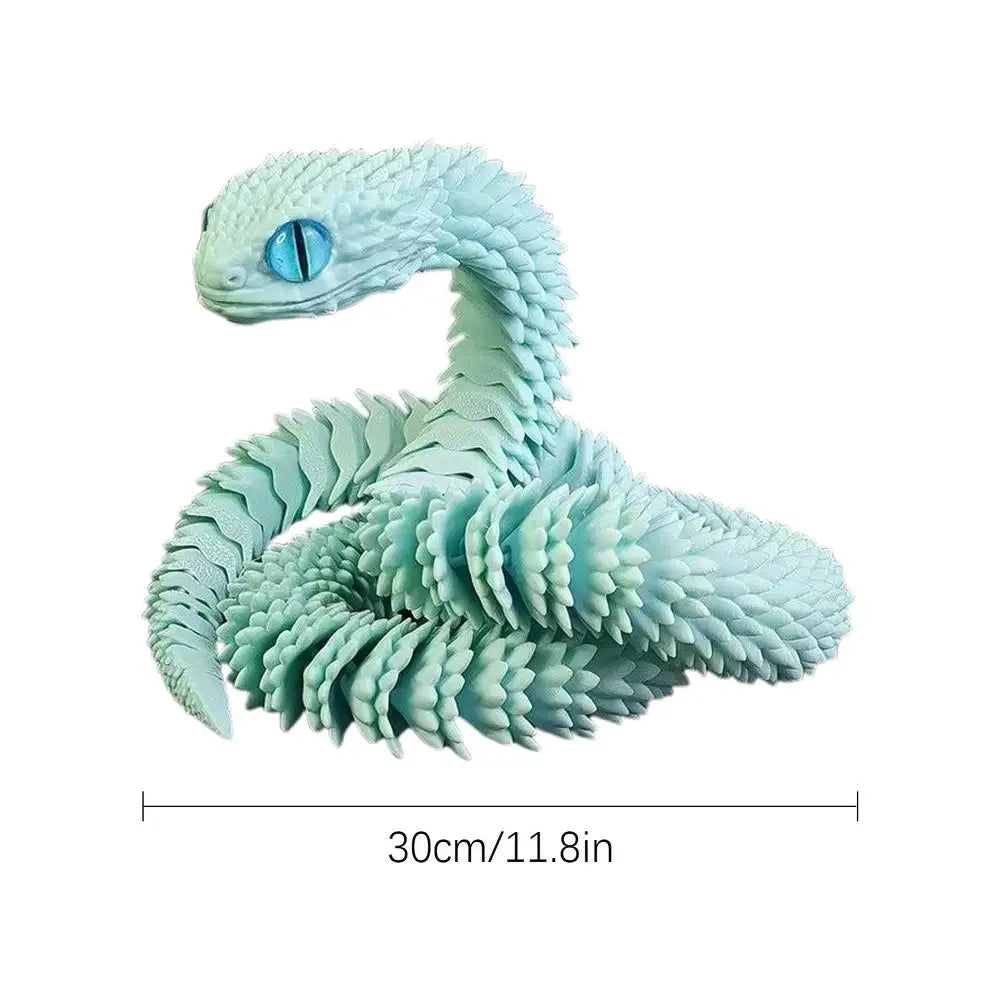 3D Printed Snake Model Toy Body Joint Movable Vipers Toys 3D Printed Snake Fidget Toy Simulation Snake Figurine Table Decoration
