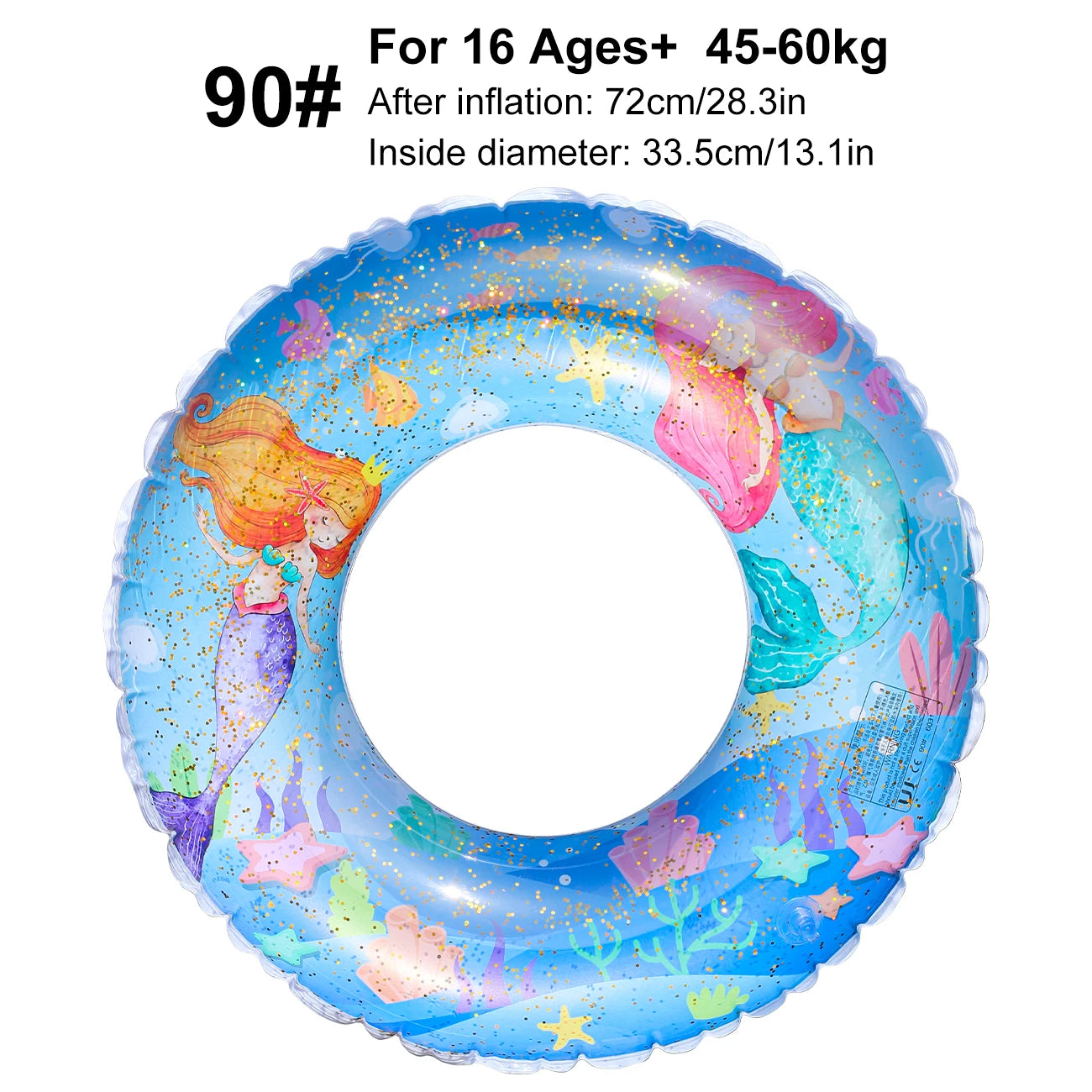 1pc Blue Mermaid Pool Floats Summer Swim Ring, Beach and Pool Swim Aid, Water Safety Gea Beach Toys for Pool Party