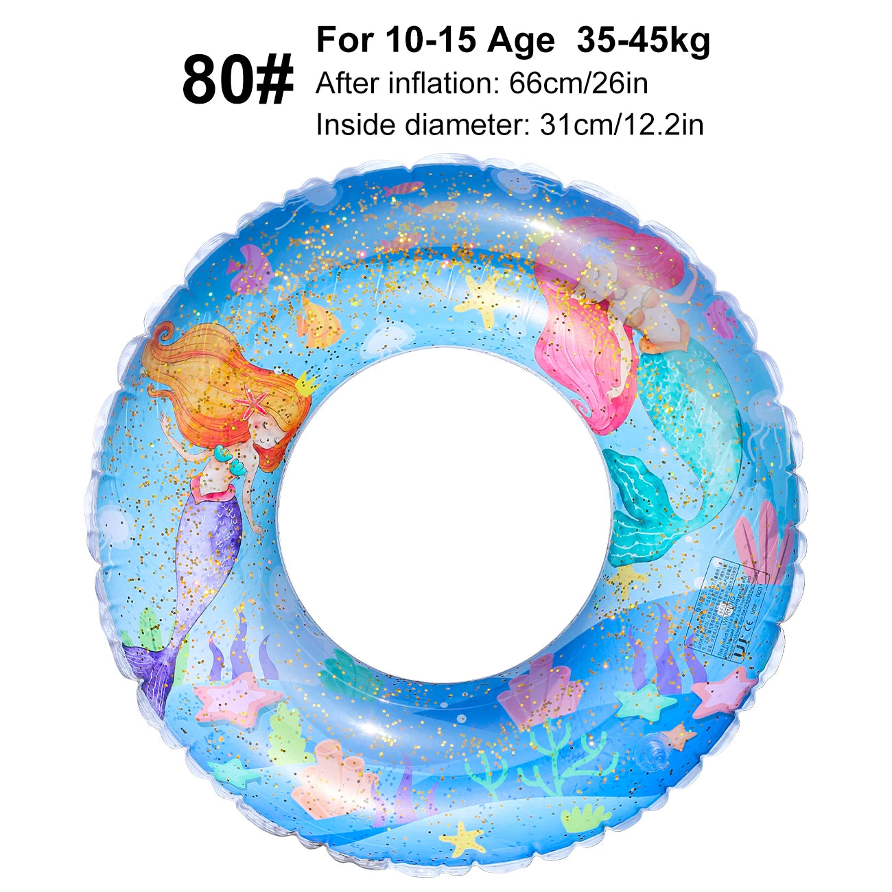 1pc Blue Mermaid Pool Floats Summer Swim Ring, Beach and Pool Swim Aid, Water Safety Gea Beach Toys for Pool Party