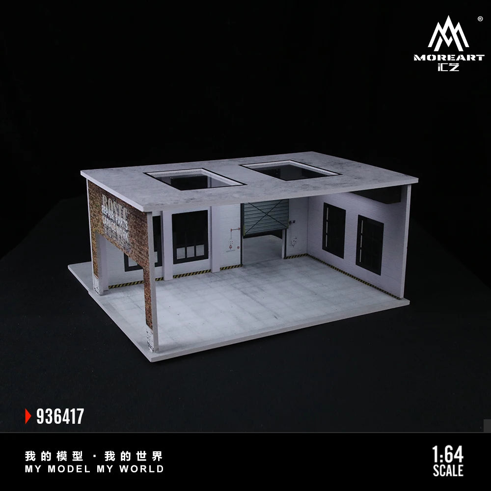 Diorama 1/64 Car Garage Model LED Lighting City Factory Car Parking Lot Scene Building Display Model Toys