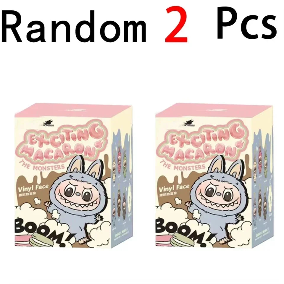 Suitable for Labubu1 Heartbeat Macaron Enamel Monster Face Blind Box PVC Statue Desktop Decoration Cute Doll Kids Birthday Gift