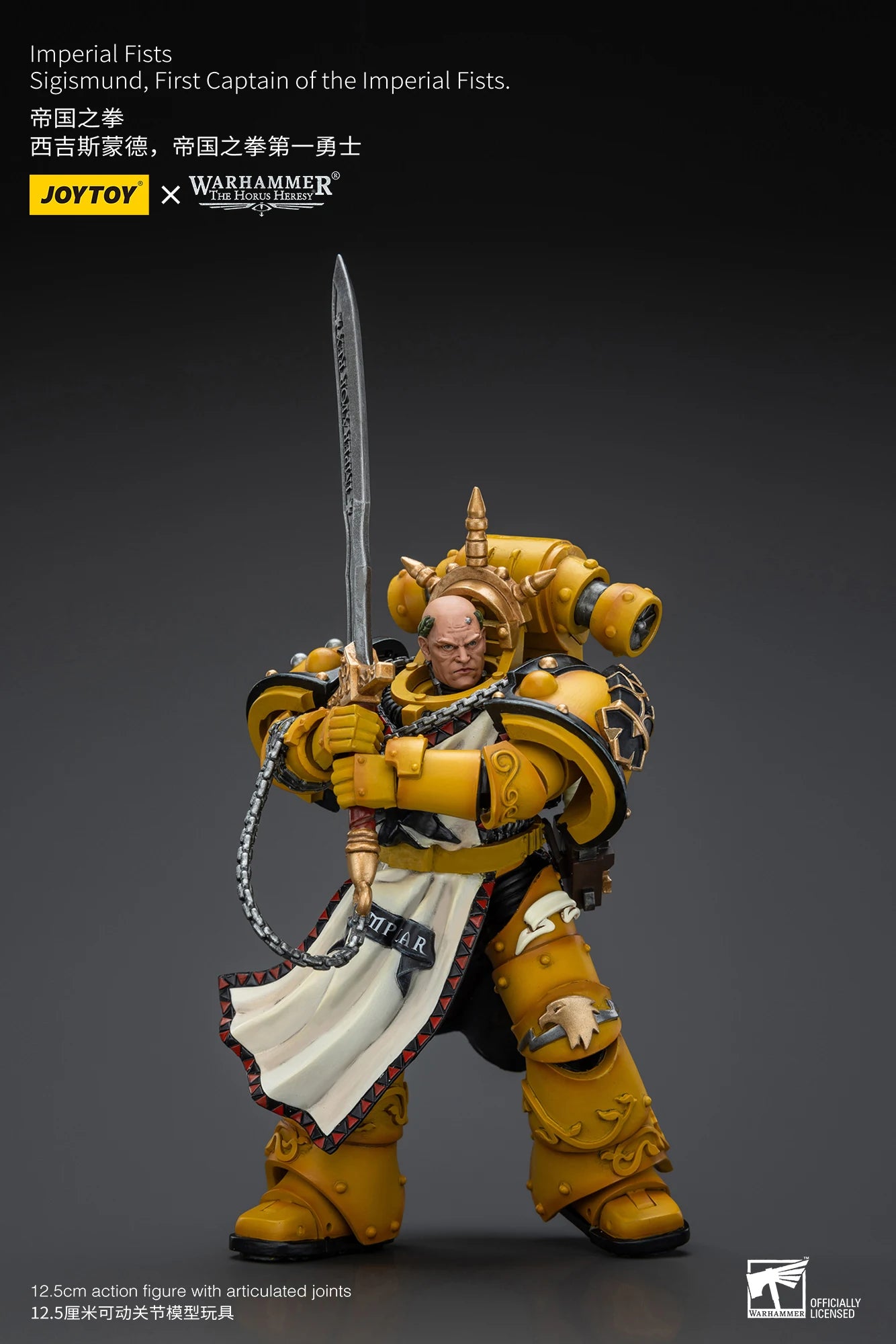 JOYTOY Warhammer 40K 1/18 Action Figure Imperial Fists Sigismund, First Captain of the Imperial Fists Anime figures Toys Model