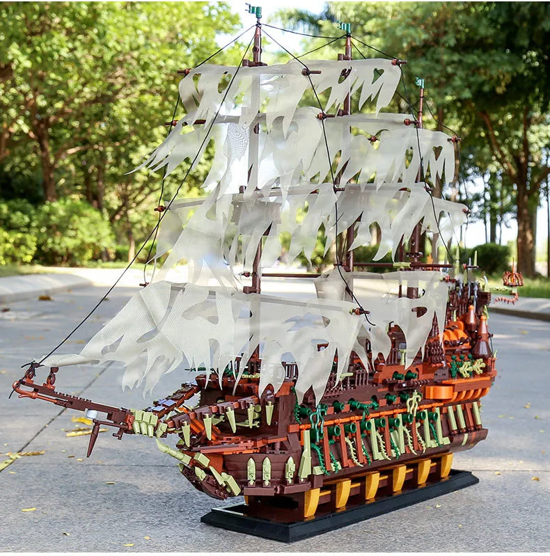 Mould King 13197 Pirate Ship Building Blocks Flying Dutchman Boat Construction Kit for Adults Kids Bricks Toys Christmas Gifts
