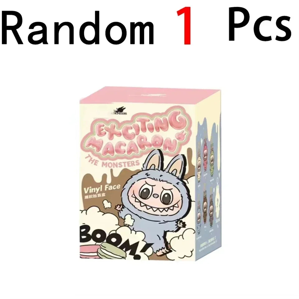 Suitable for Labubu1 Heartbeat Macaron Enamel Monster Face Blind Box PVC Statue Desktop Decoration Cute Doll Kids Birthday Gift