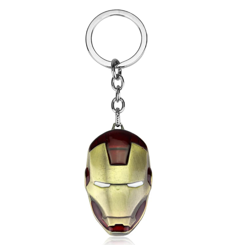 Marvel Avengers Keychain Superhero Iron Man Helmet Metal Pendant Keyring Car Backpack Key Holder Trend Jewelry Accessories Gifts